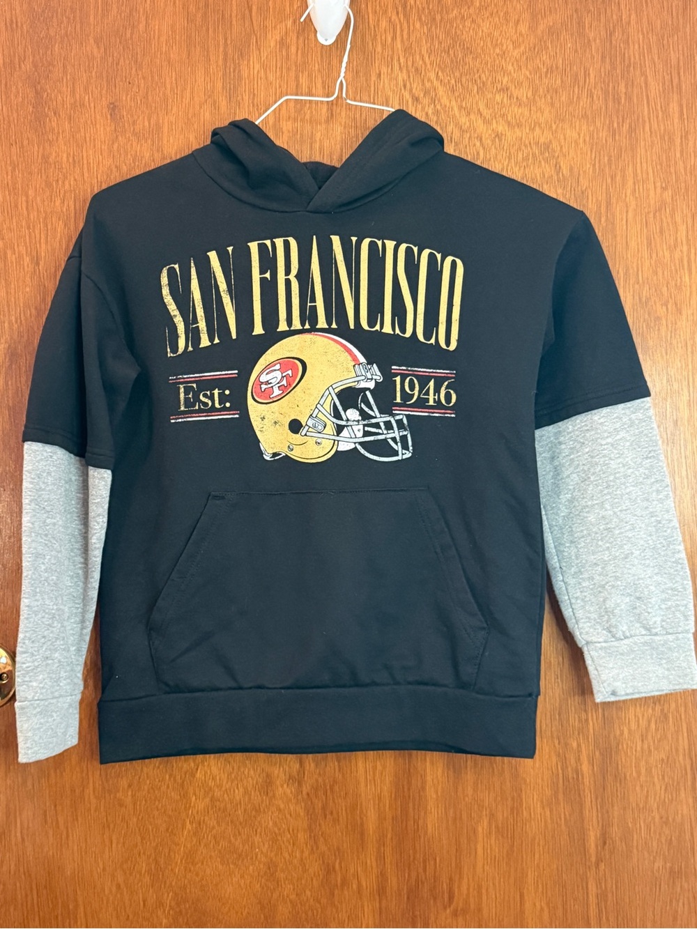 NFL Boys San Francisco 49ers Hoodie Black Gray- Boys Size L